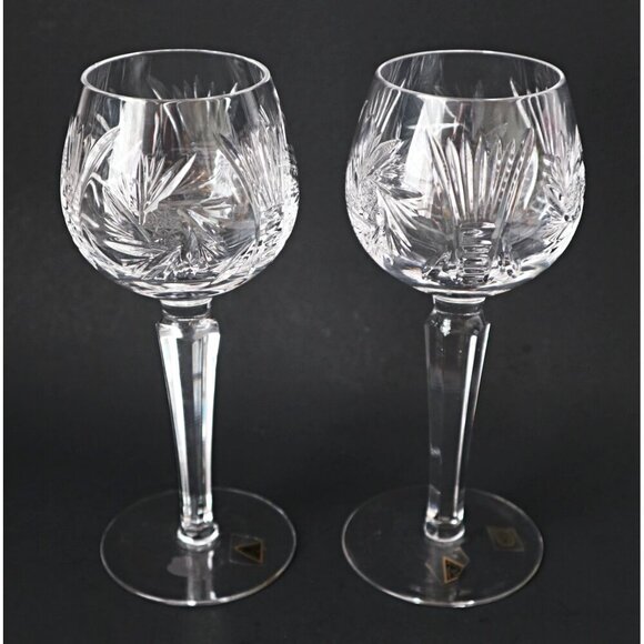 4 Vintage Hungarian Pinwheel Crystal Hock Wine Glasses Cocktail Barware - Picture 2 of 6